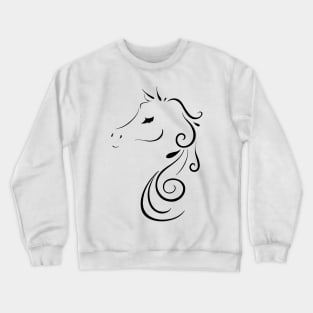 Elegant Horse Swirls with Eyelashes Crewneck Sweatshirt